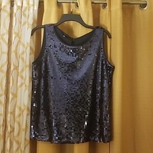 Talbot's Sequin Black Sleeveless Top